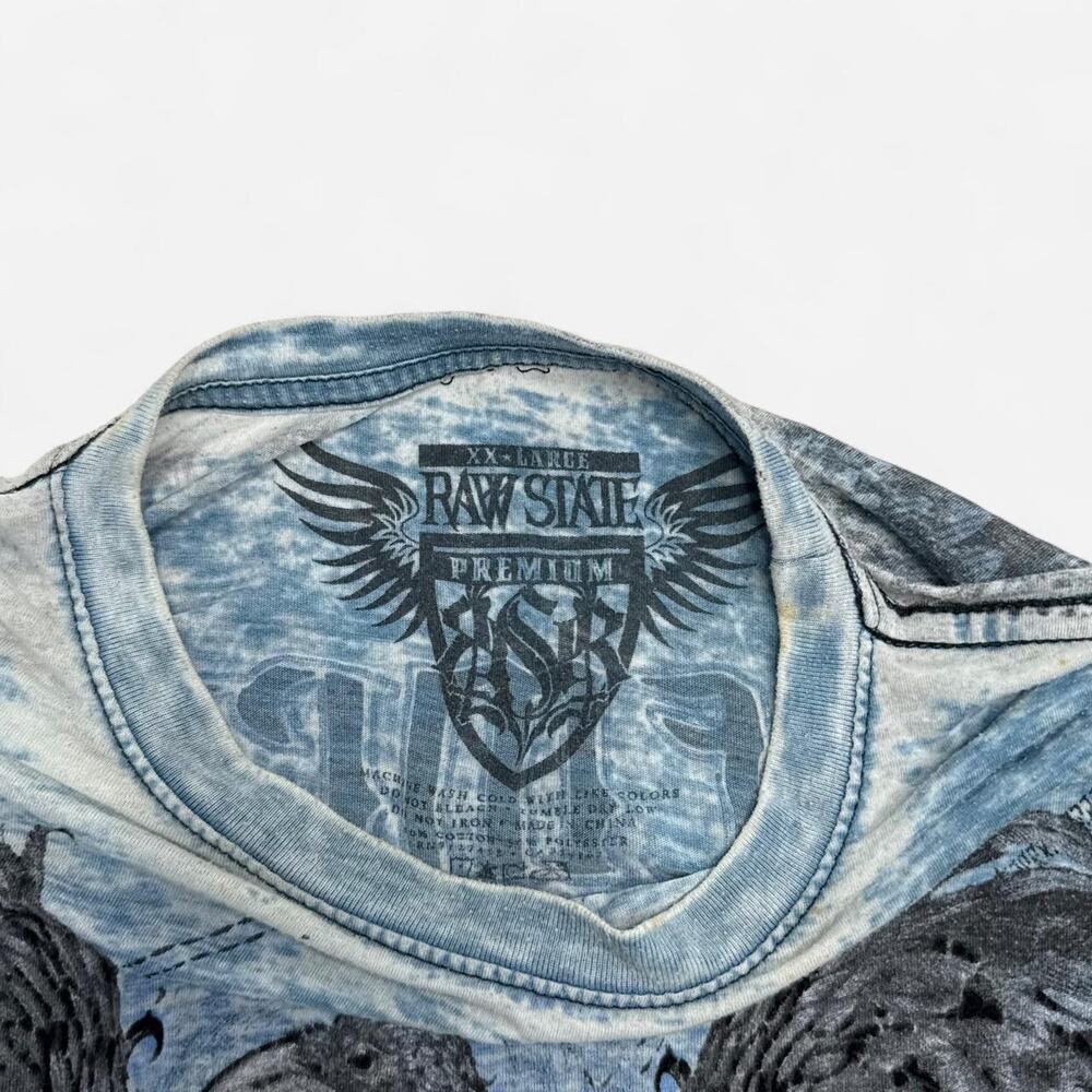 Raw State Premium Redemption Eagle Sword Cross Acid Wash Y2K T-Shirt XXL - Picture 5 of 7